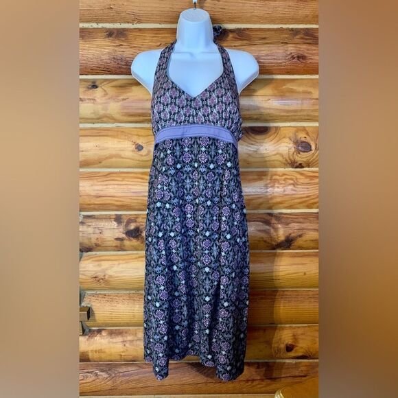 Athleta Pack Everywhere Halter Side Zip Mixed Print Dress Size 10 - Picture 1 of 9